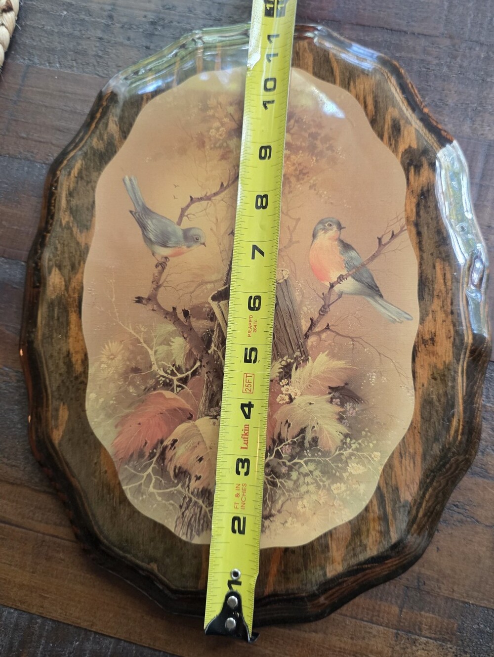 Vintage Amber Wood Wall Plaques with Bird Artwork - Picture 6 of 7